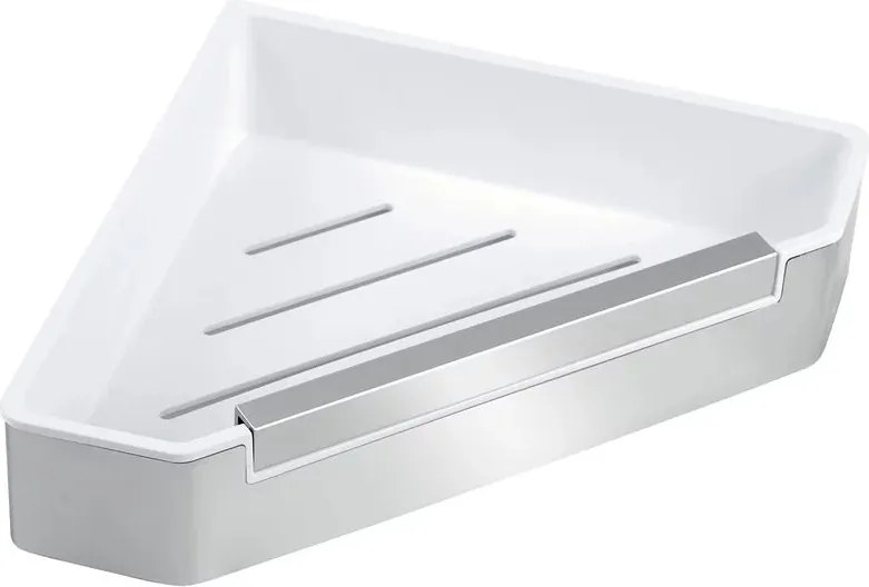 Etajera dus de colt Ferro Emotion cu racleta pentru sticla alb - inox