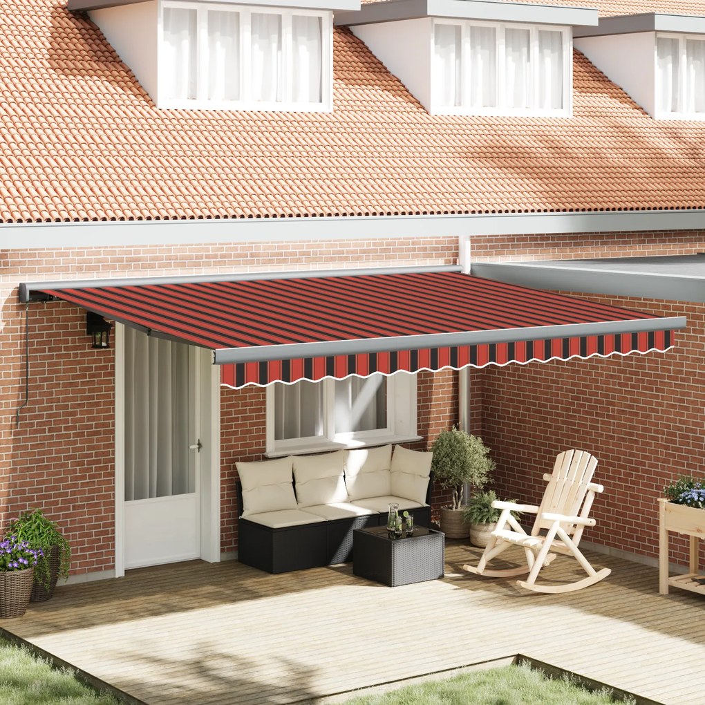 vidaXL Cortina Retractabilă Portocalie și maro 450 × 300 cm