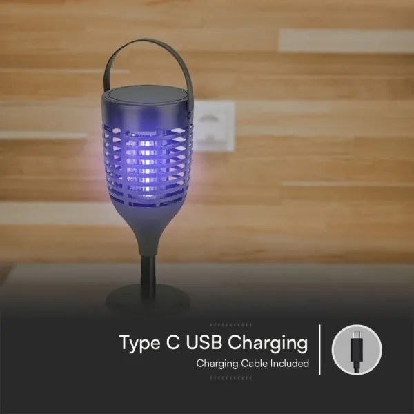 Lampa solară LED anti-insecte 1,3W/3,7V IP24, acoperire 20 m