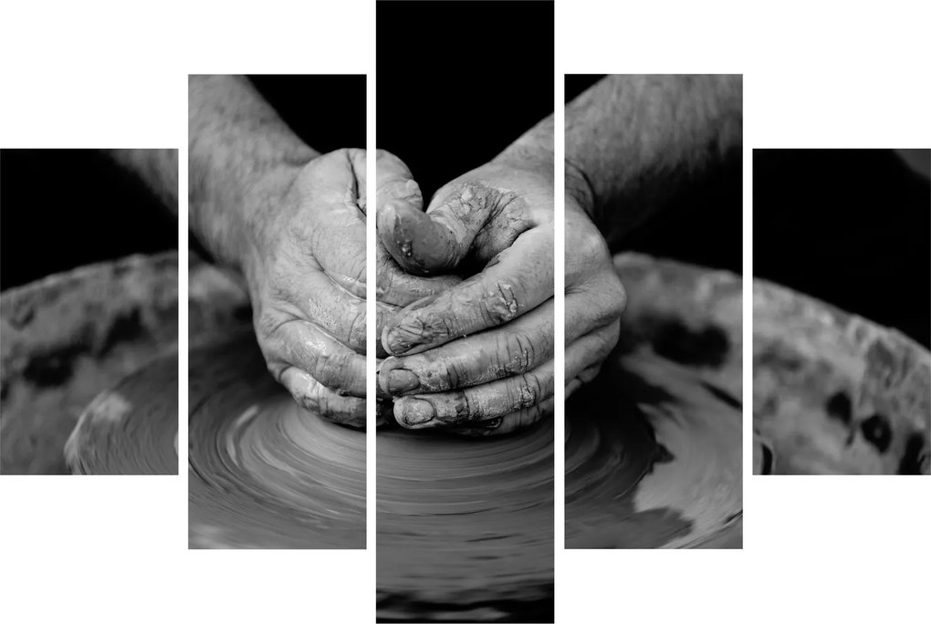 Tablou alb negru - producția de ceramică (150x105 cm)