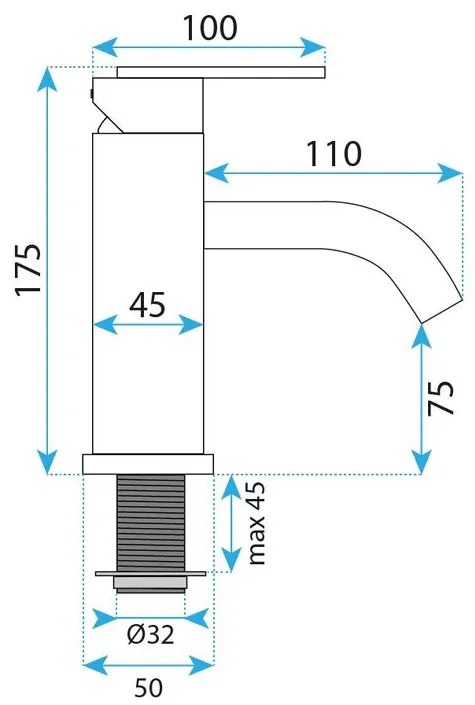 Baterie pentru baie Rea Ontario negru