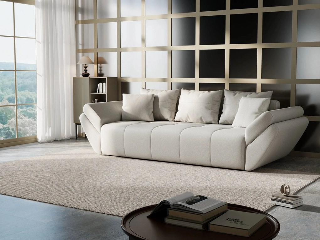 Canapea extensibilă dumonde cu ladă de depozitare si sezut confortabil din spuma high-density, Berlin Enjoy Bej 250x100 cm