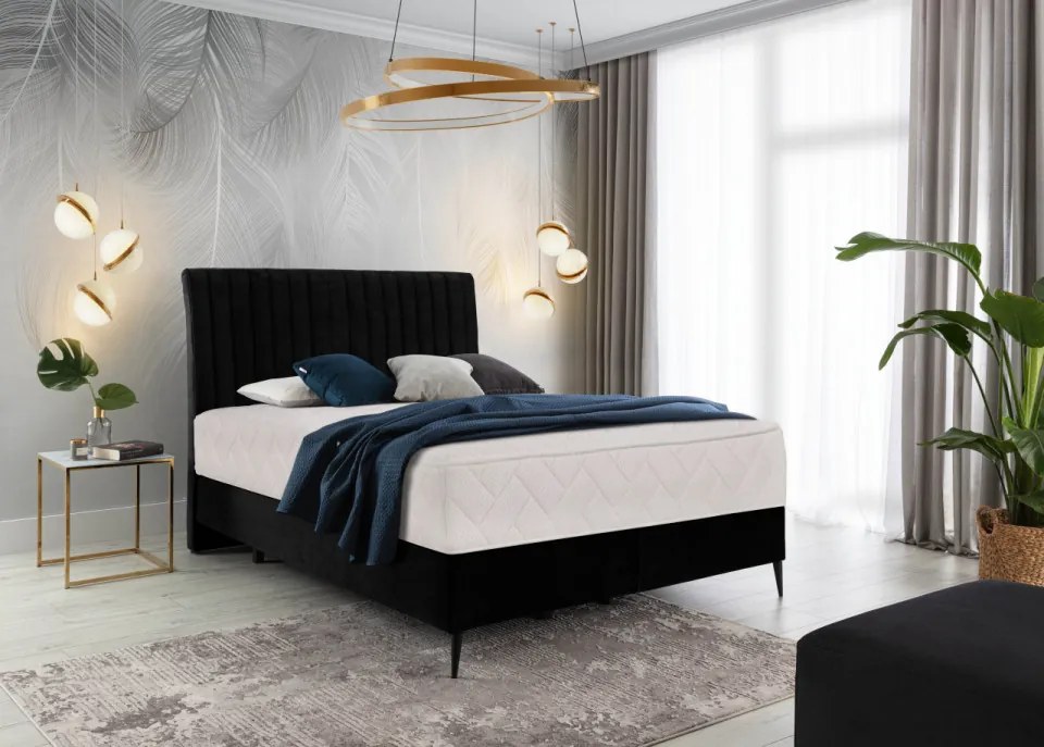 Pat tapitat, boxspring, 180x200 cm, Blanca 1, Eltap (Culoare: Albastru)