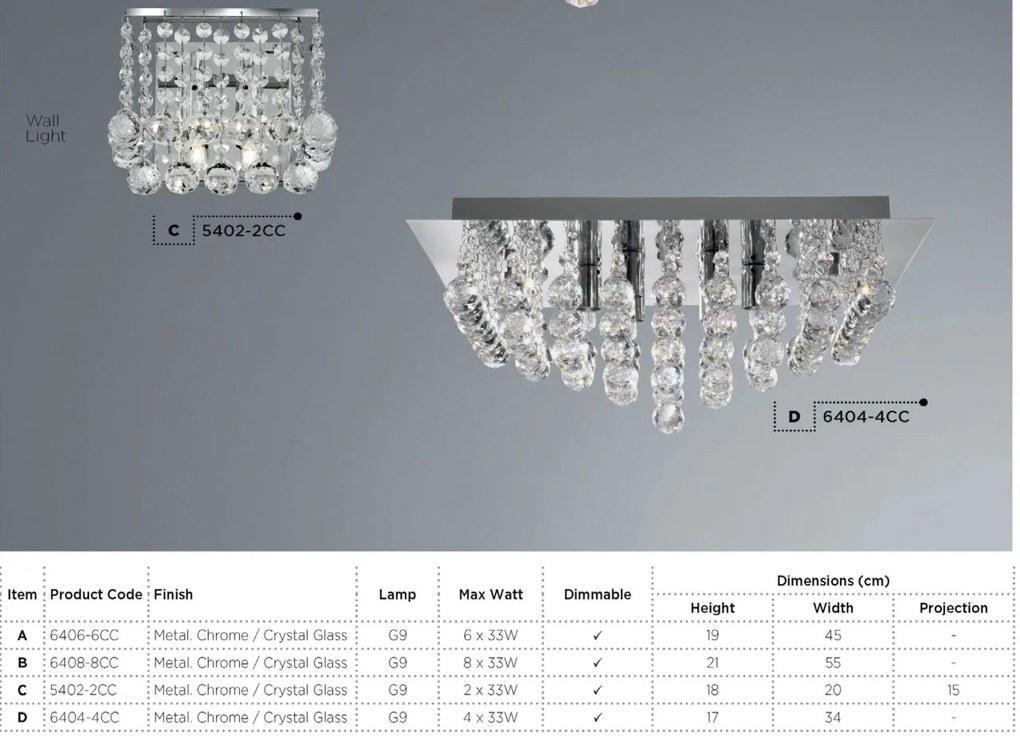 Aplica perete eleganta design modern Hanna 5402-2CC SRT
