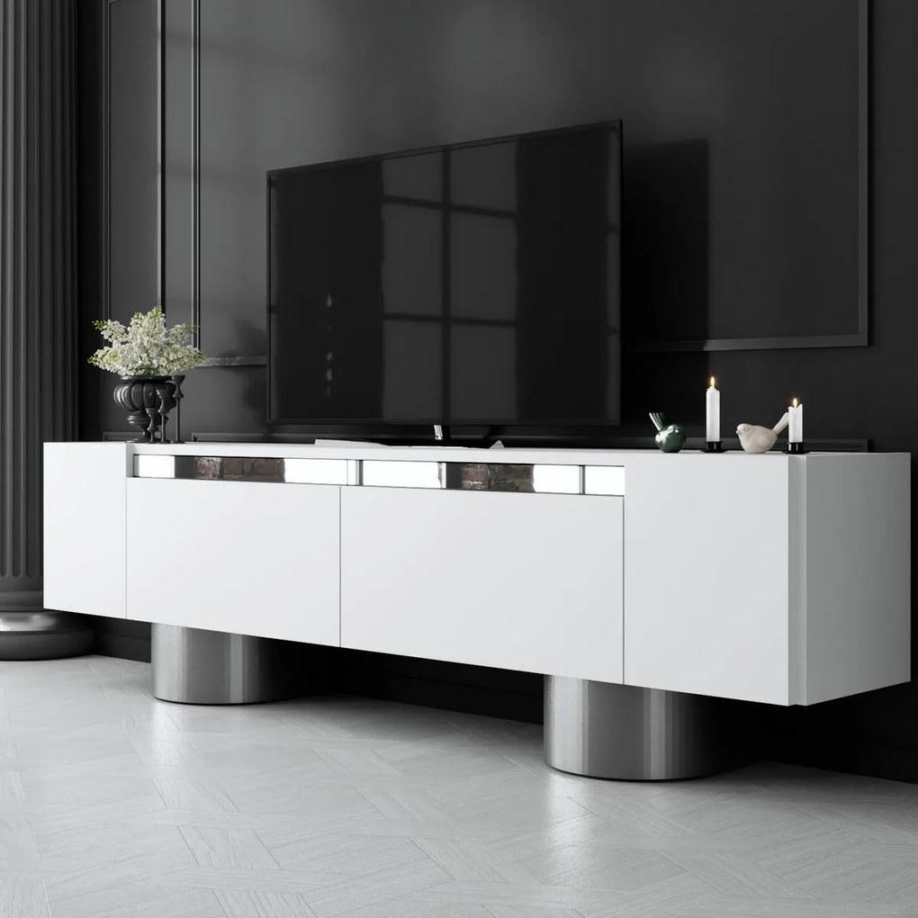 Măsuță TV Bohem White and Silver