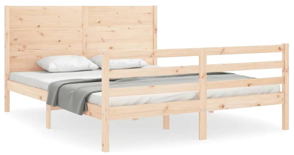 3194641 vidaXL Cadru de pat cu tăblie, king size, lemn masiv