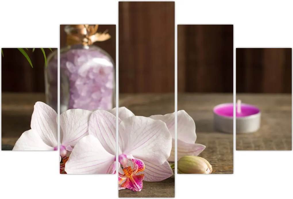 Tablou - Lumânare și orhidee (150x105 cm)
