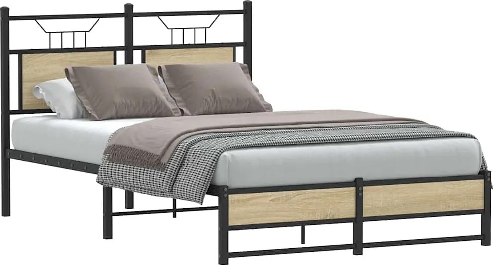 vidaXL Cadru pat fără saltea stejar sonoma 120x200 cm, lemn prelucrat