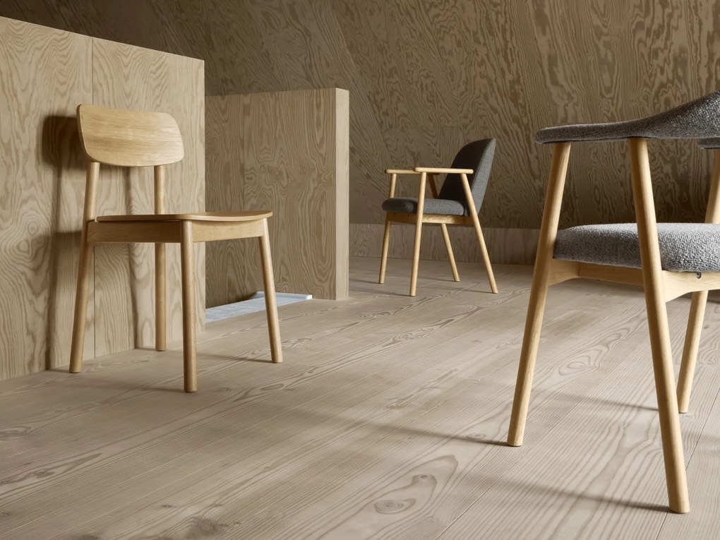 MAZZONI EXPORT RODERIC Maro Taupe (țesătură Monza 40)/cadru stejar uleiat - SCAUN DE LEMN BOUCLÉ PENTRU SUFRAGERIE LIVING BUCĂTĂRIE RETRO