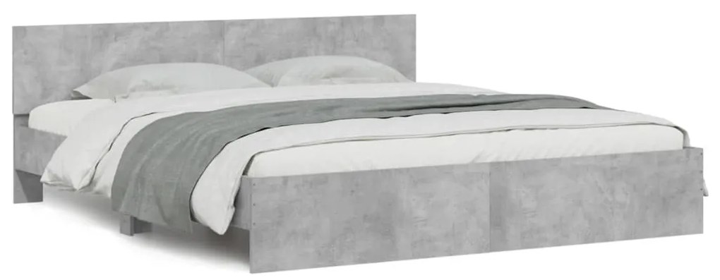 3207465 vidaXL Cadru de pat cu tăblie, gri beton, 180x200 cm