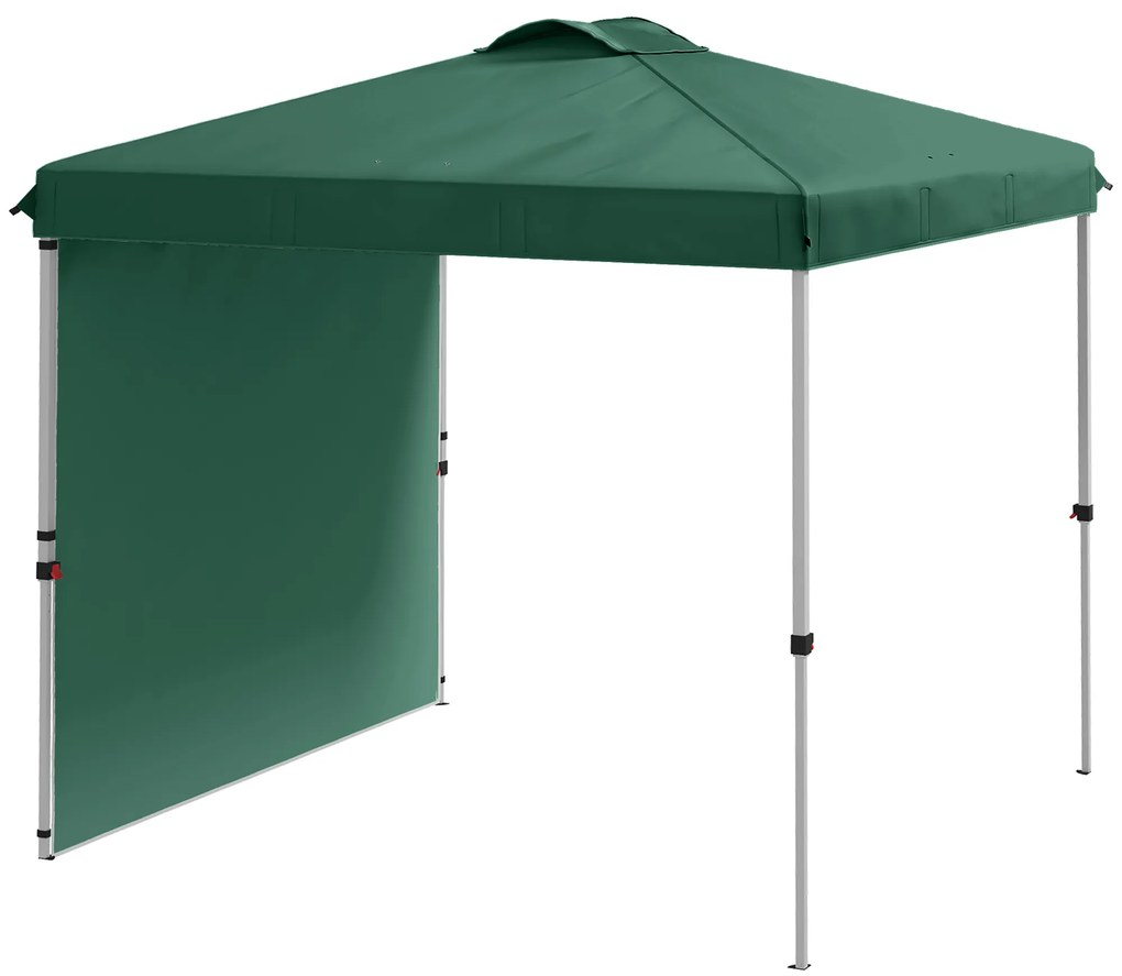 Outsunny Cort Pliabil de Grădină de 2,5x2,5 m cu Înălțime Reglabilă Anti-UV cu 1 Perete Lateral și Săculeți cu Nisip Verde | Aosom Romania