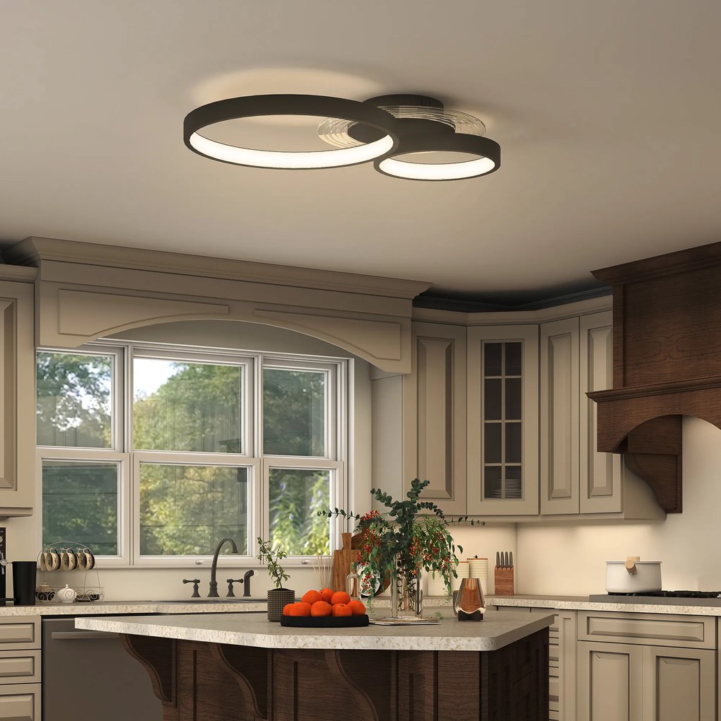 HOMCOM Lampă de tavan LED Modernă cu Intensitate Reglabilă, Putere 40W, Negru | Aosom Romania