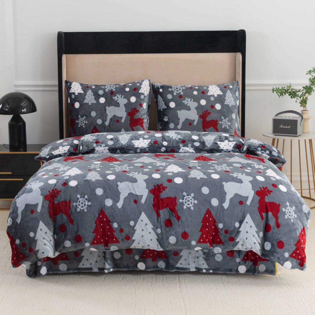 Lenjerie de pat din microplus Culoare gri, CHRISTMAS CHARM Dimensiune lenjerie de pat: 70 x 90 cm | 140 x 200 cm