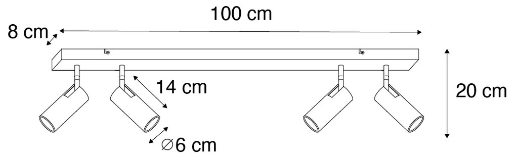 Plafoniera moderna cu spoturi negre cu bronz, 4 lumini reglabile - Renna