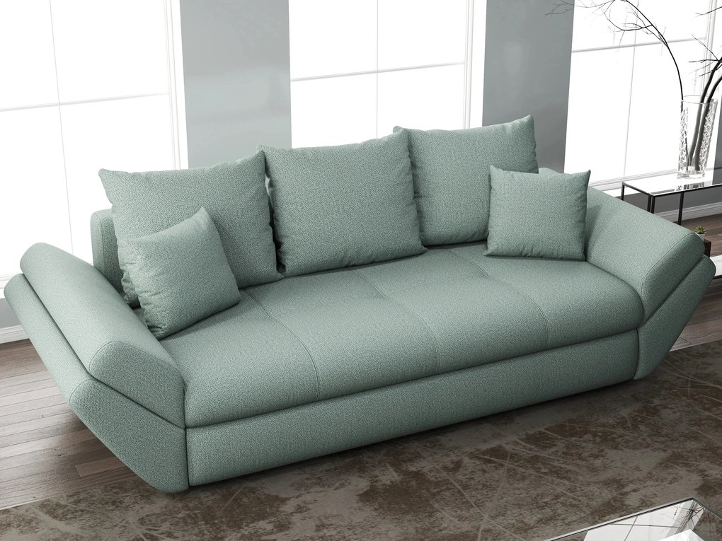 Canapea extensibilă dumonde cu ladă de depozitare si sezut confortabil din spuma high-density, Loana Enjoy Mint 250x100 cm