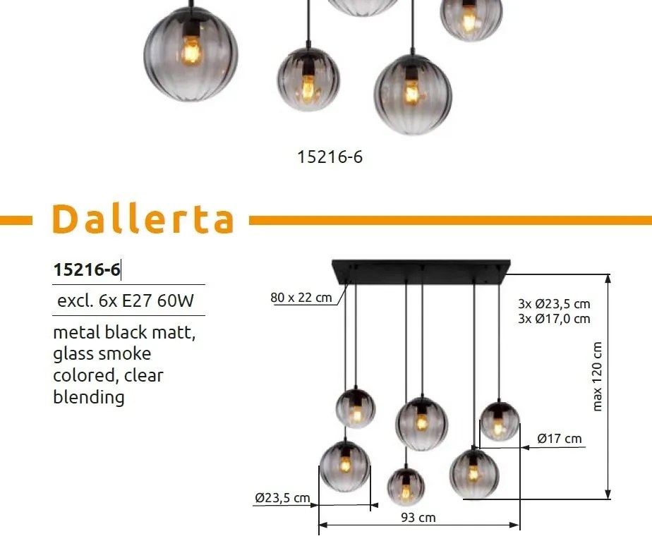 Lustra suspendata design modern DALLERTA 6L