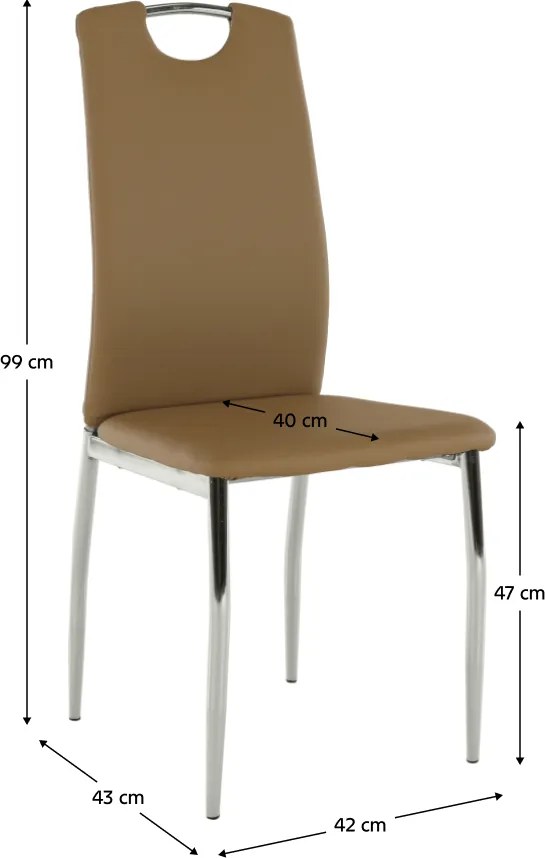 Scaun dining, piele ecologică bej/crom, ERVINA