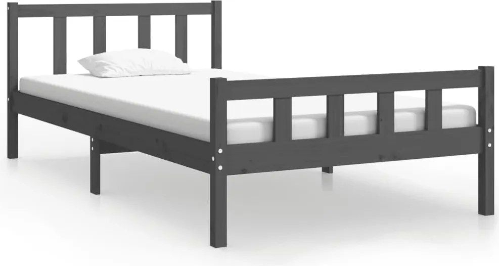 vidaXL Cadru de pat, gri, 100x200 cm, lemn masiv