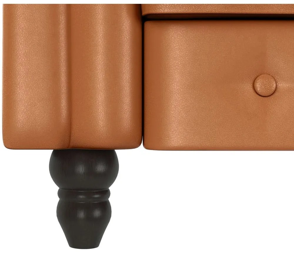 Fotoliu maro coniac chesterfield cu tapițerie din imitație de piele Felix – Støraa