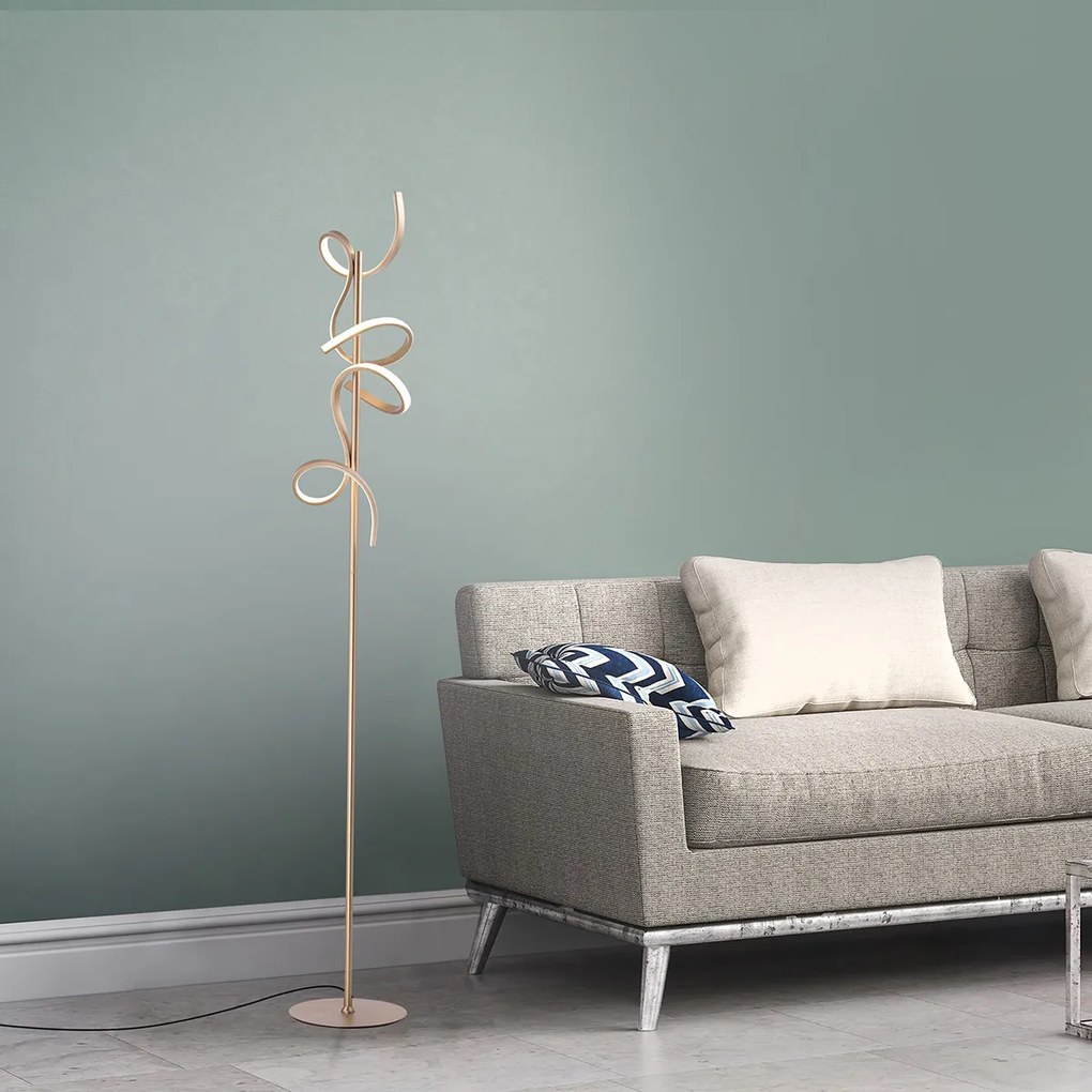 Lampa de podea de design din alamă incluzând LED și dimmer - Krisscross