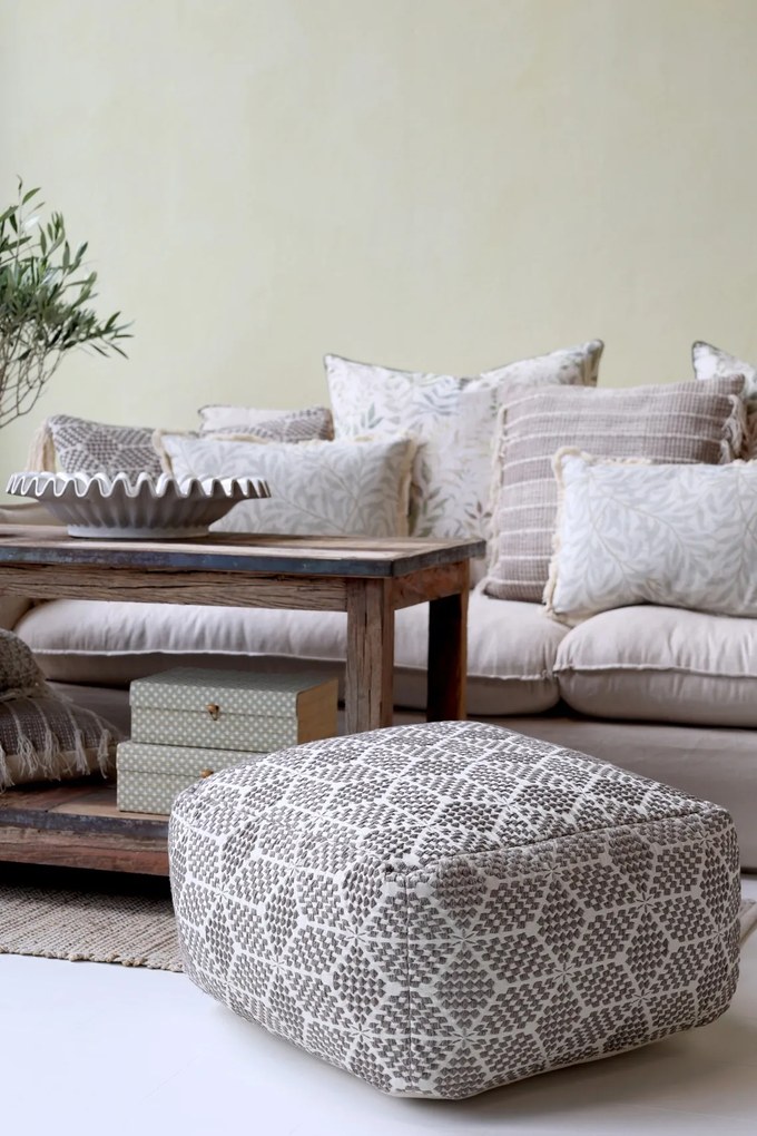 Pouf mocca din bumbac si fibre reciclate, "Lounge"