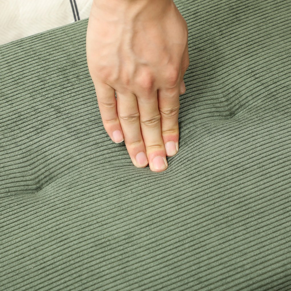 HOMCOM Bancă banca la capat de pat căptușită din catifea cotelată și picioare din oțel negru suport 220 kg 100 x 36 x 45 cm verde | Aosom Romania