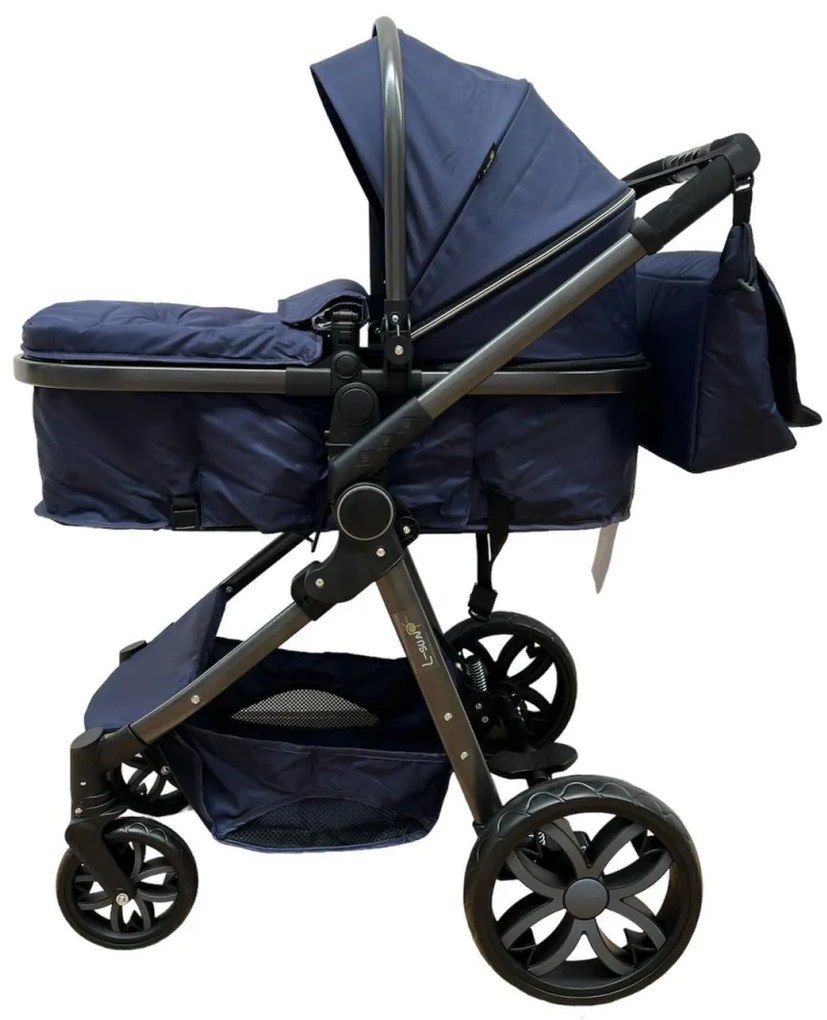 Carucior 2 in 1 cu cos de cumparaturi, transformabil, ușor și practic pentru copii 0-36 luni - CPC-34-bleumarin