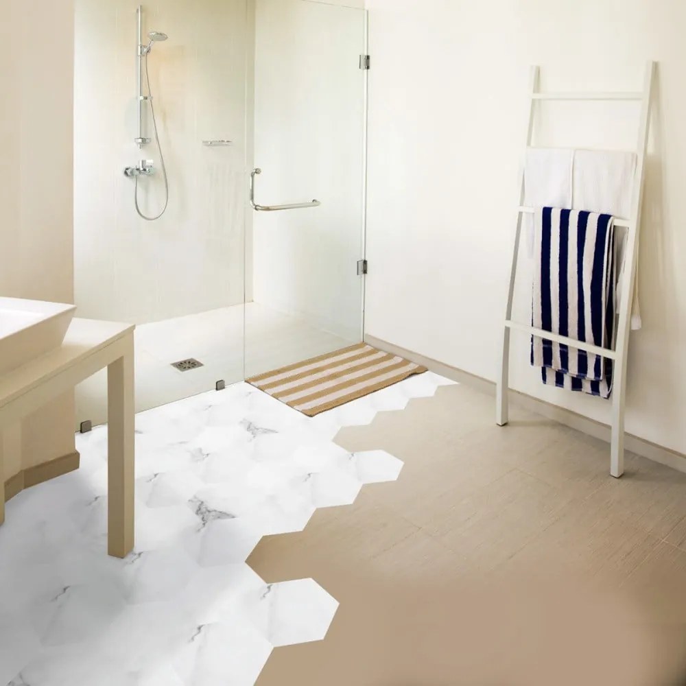Set 10 autocolante impermeabile și anti-alunecare pentru podea Ambiance Hexagon