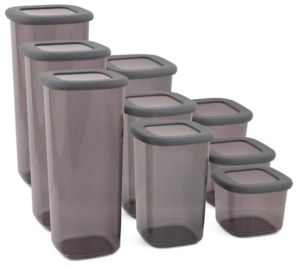 Set cutie de depozitare Storage Box Set   BNM9LU Bucatarie , Gri, 10 x 25 x 10 cm