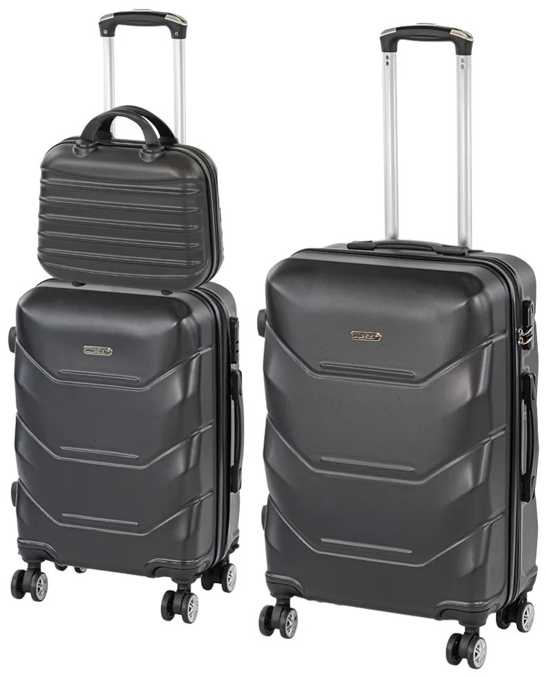 TraveLux Max VIII gurulós bőrönd szett fekete