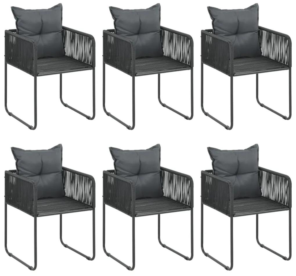 Set mobilier de gradina, 7 piese, negru, ratan PVC Lungime masa 150 cm, 7