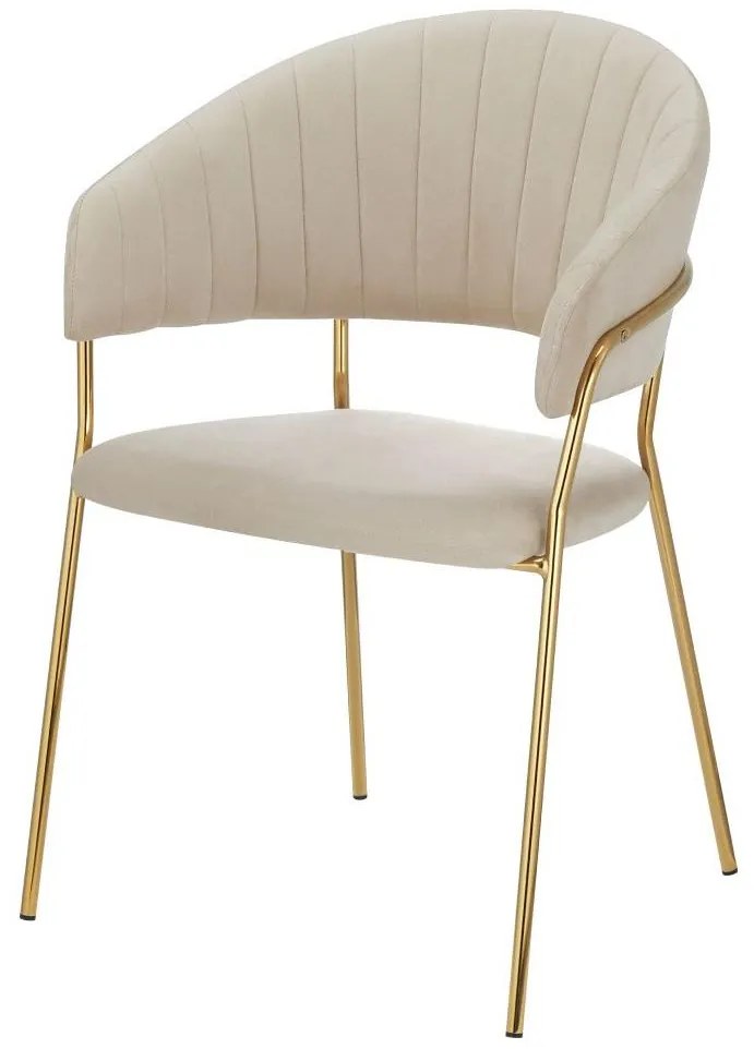 Fotoliu de sufragerie de design Dasmona 1 (Bej + Auriu + Crom) . 1097098
