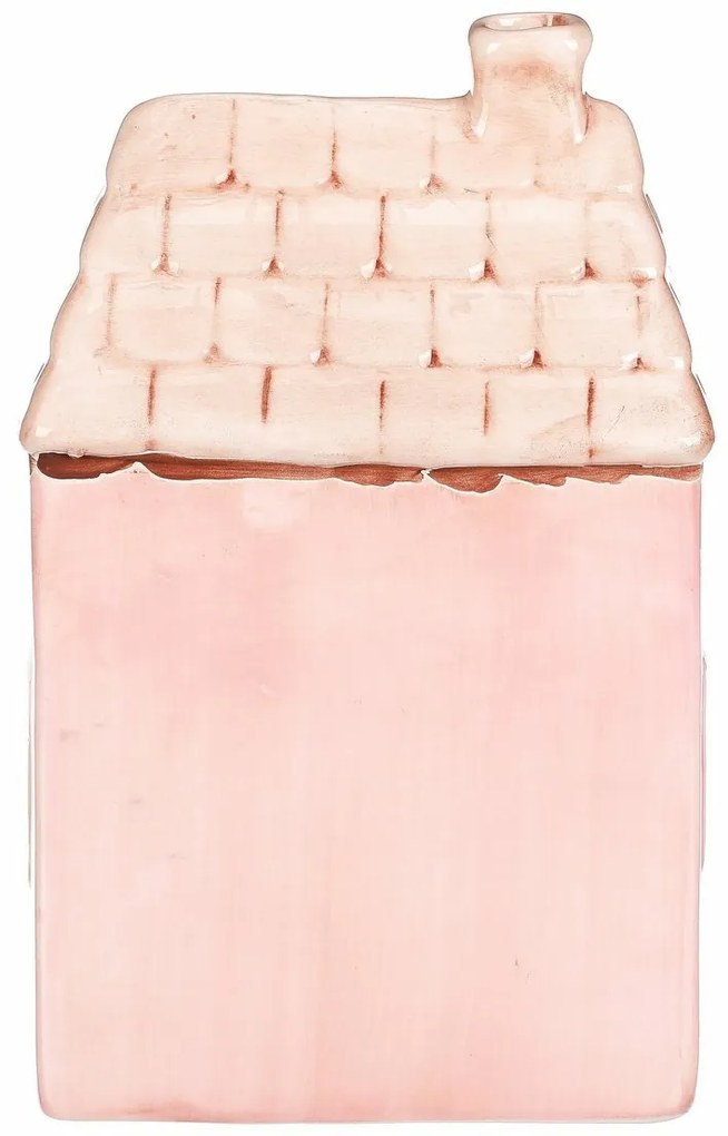 Căsuță din ceramică cu LED, 12 x 9 x 18 cm,primăvară, roz