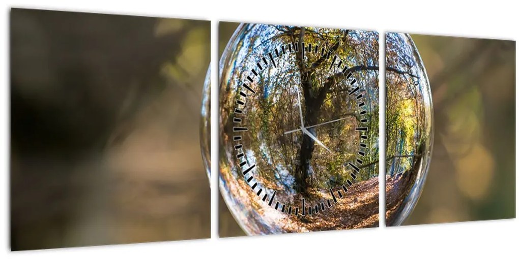Tablou - Reflecție intr-o sferă transparentă (cu ceas) (90x30 cm)