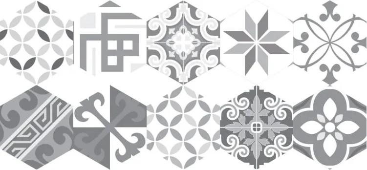 Set 10 autocolante pentru podea Ambiance Hexagons Tristano, 20 x 18 cm