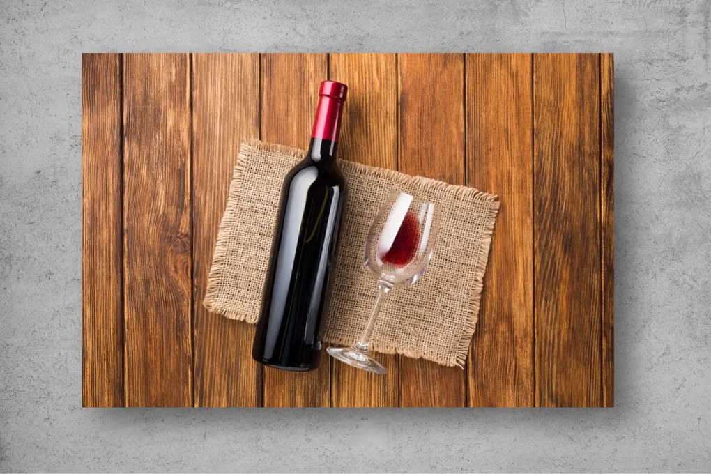 Tapet Premium Canvas - Prezentare sticla de vin si pahar