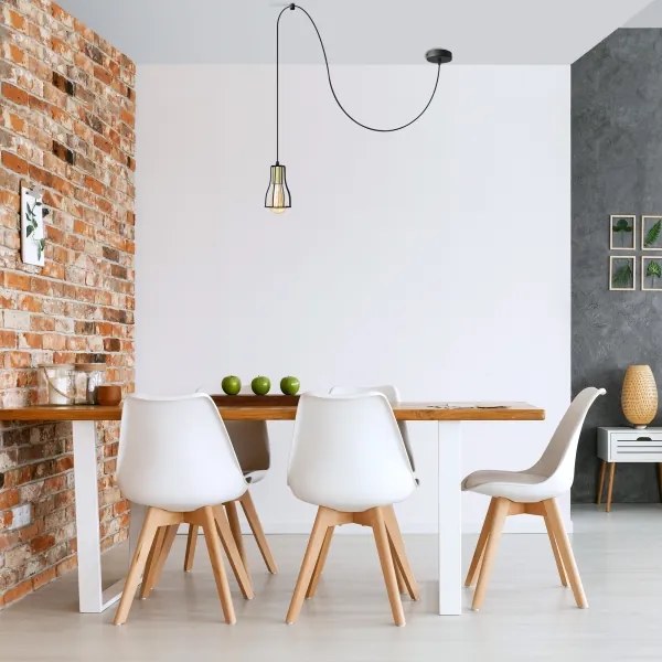 Lustră pe cablu TUBE 1xE27/15W/230V negru/auriu