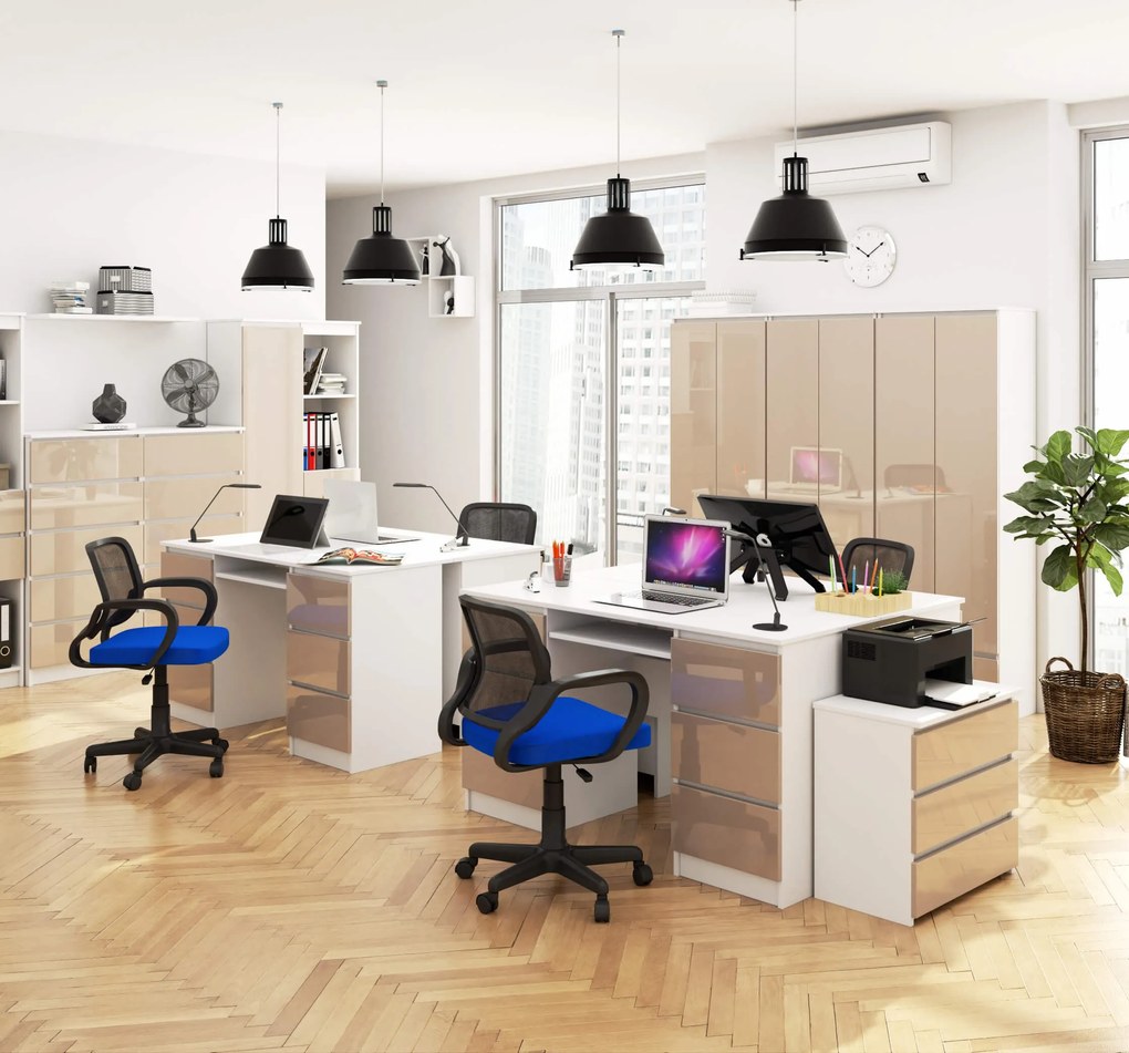 Masă PC Behati (Alb + cappuccino lucios). 1069905