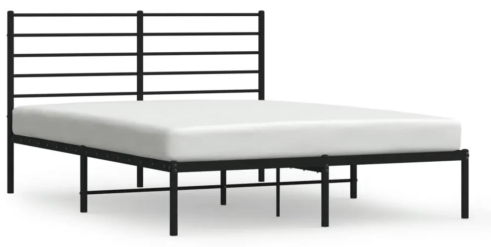 352317 vidaXL Cadru de pat metalic cu tăblie, negru, 120x200 cm