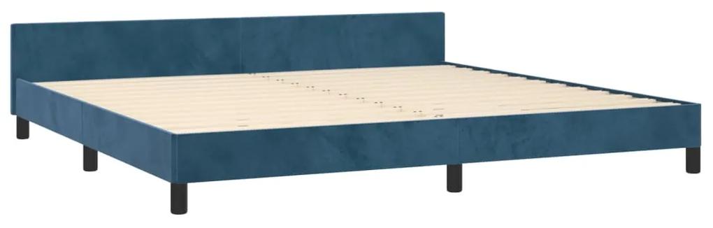 Cadru de pat cu tablie, albastru inchis, 200x200 cm, catifea Albastru, 200 x 200 cm