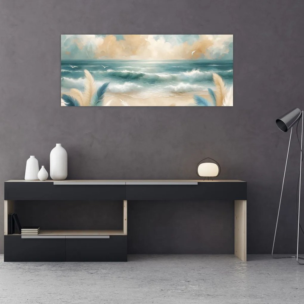 Tablou – Plajă pictată în culori delicate (120x50 cm)