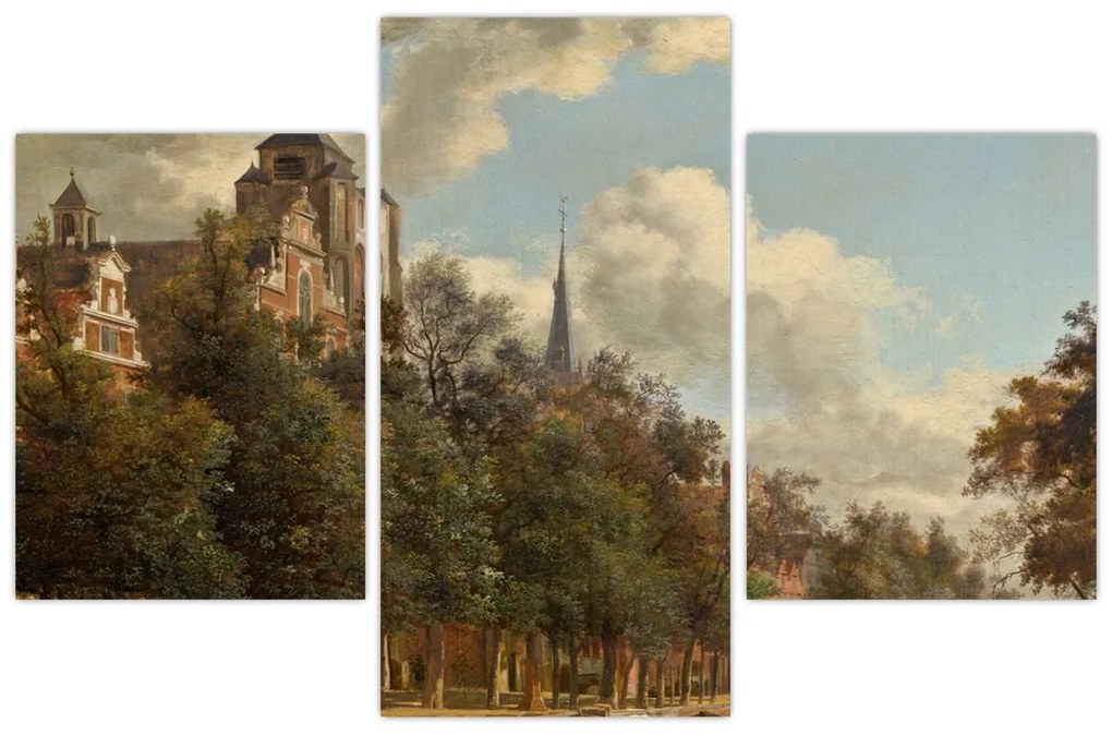 Tablou - Jan van der Heyden, View Down a Dutch Canal, reproducere (90x60 cm)