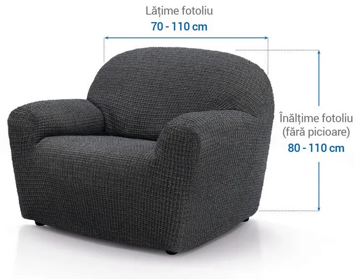 Huse super elastice RUBINIA antracit fotoliu (l. 70 - 110 cm)