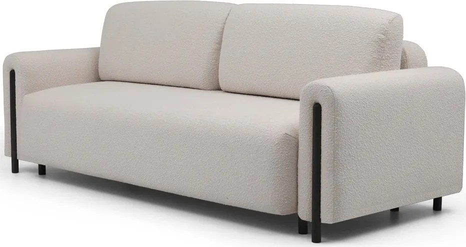 Canapea grej extensibilă/cu spațiu de depozitare cu tapițerie din țesătură bouclé 244 cm Arcadova – ELTAP