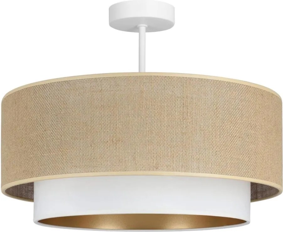 Plafonieră aplicată SARTA, 1xE27/60W/230V, Ø45 cm, alb/jută