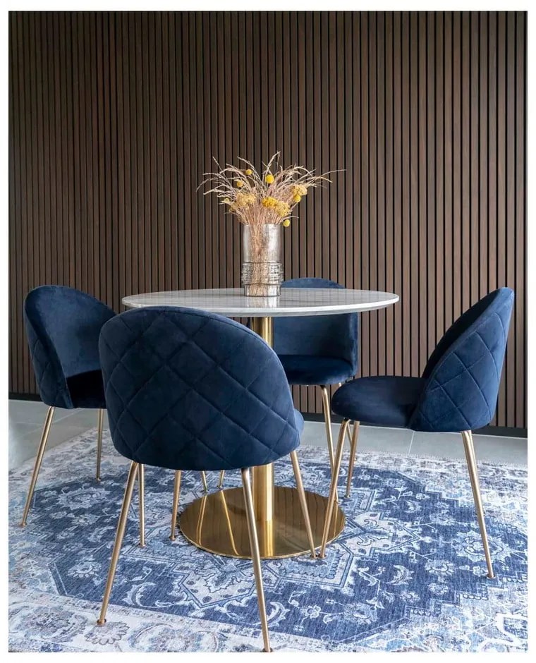 Scaune de dining din catifea albastru-auriu 2 buc. Geneve – House Nordic