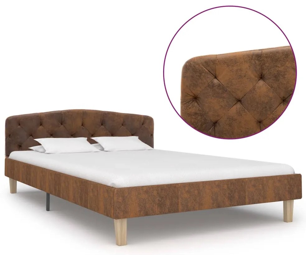 vidaXL Cadru de pat, maro, 120x200 cm, piele întoarsă ecologică