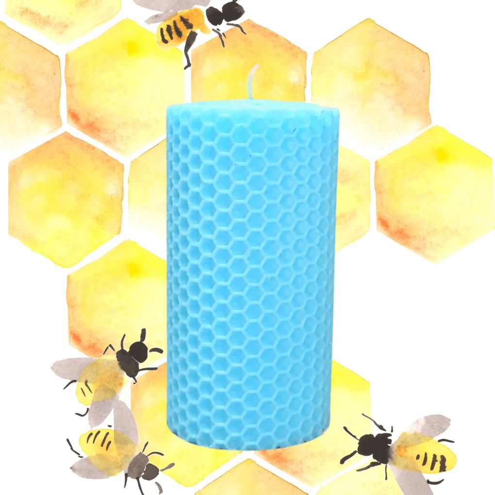 Lumanare Marturie  din Ceara de Albine naturala tip fagure colorat - Albastru deschis 10 cm, 6,5 cm