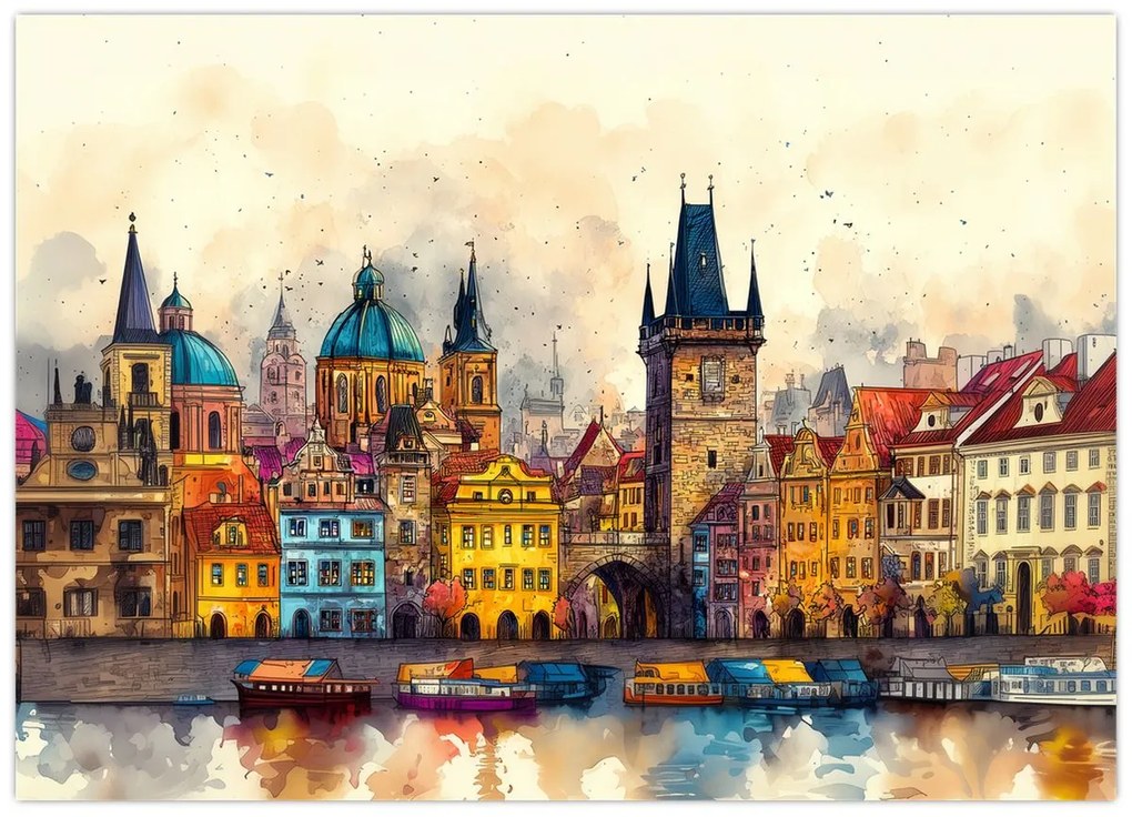 Tablou - Toamna în orașul pictat (70x50 cm)