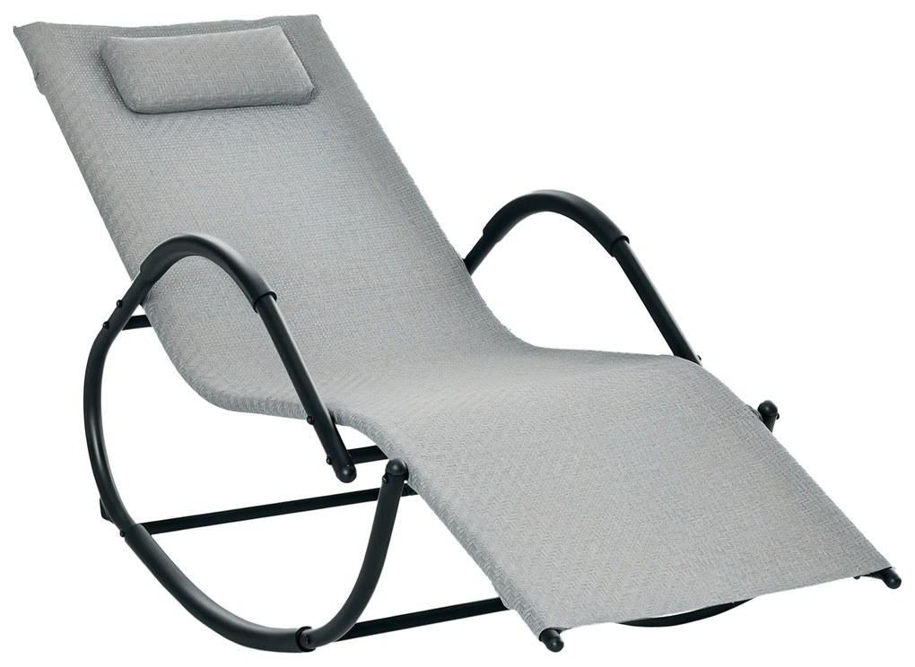 Outsunny Șezlong cu design contemporan, rocking chair ergonomic cu tetieră detasabilă, brațe și suport pentru picioare, acoperire textilen | Aosom Romania